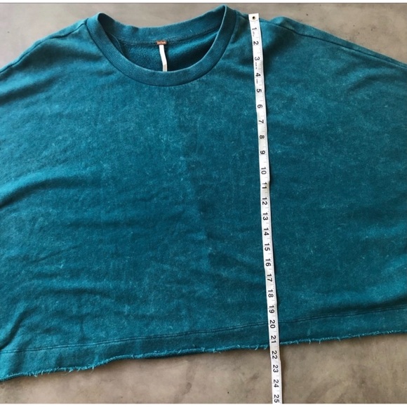 Free People Sleeves Glorious Sleeves Pullover Teal Velvet Sleeve Sweater NWT XS - Picture 8 of 14